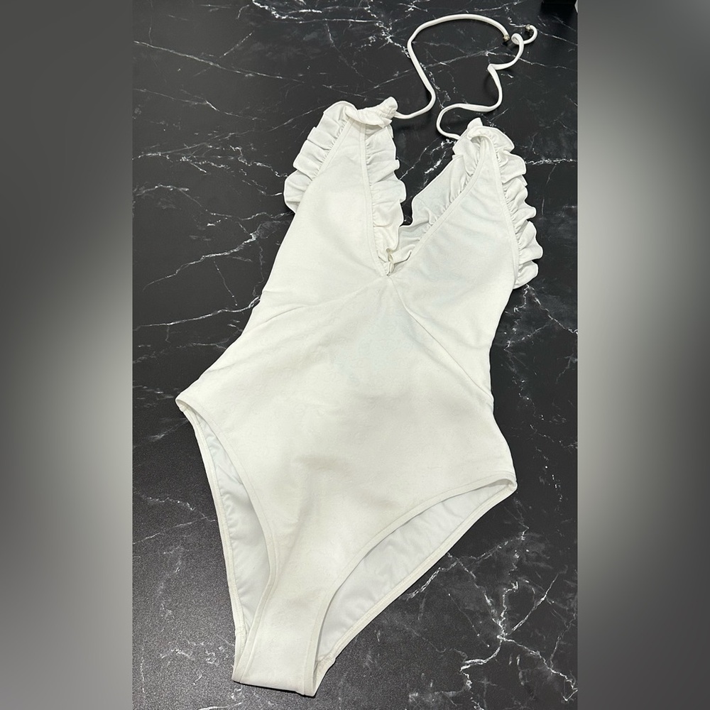 CHANEL SWIMSUIT white 38